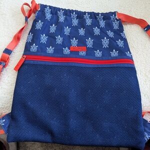 Vera Bradley Blue and Red Drawstring Backpack